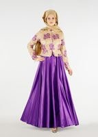 Tesettür giyim MOR HAKİM YAKA İŞLEMELİ ABİYE ELBİSE 7637 