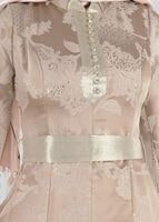 Tesettür giyim ALTIN HAKİM YAKA BELİ KUŞAKLI ABİYE ELBİSE 8737