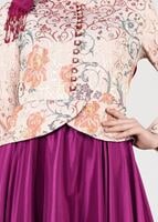 Tesettür giyim FUŞYA ÖNÜ DÜĞMELİ SİM DESEN ABİYE ELBİSE 9737 