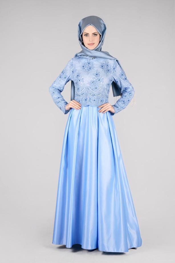 Vêtements hijab  T 98525 Fy Collection-İşleme Detaylı Abiye Elbise - TRENDTESETTÜR