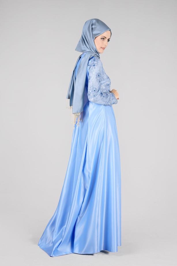 Vêtements hijab  T 98525 Fy Collection-İşleme Detaylı Abiye Elbise - TRENDTESETTÜR