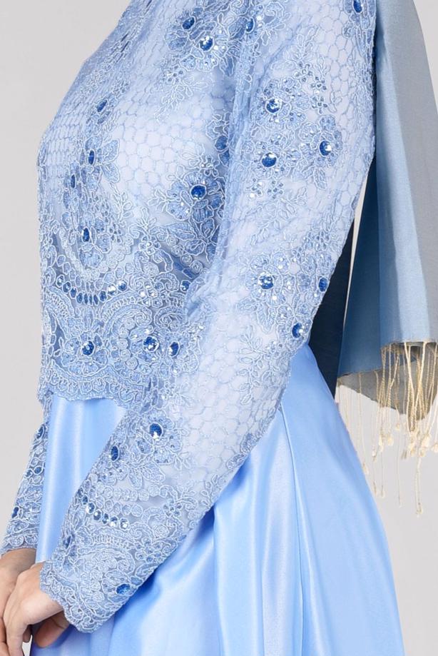 Vêtements hijab  T 98525 Fy Collection-İşleme Detaylı Abiye Elbise - TRENDTESETTÜR