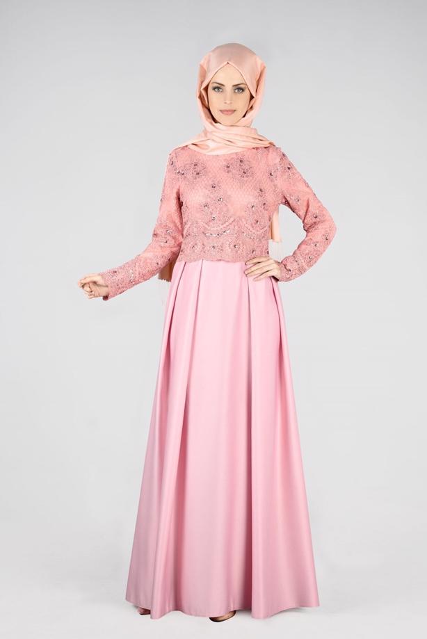 Vêtements hijab  T 98525 Fy Collection-İşleme Detaylı Abiye Elbise - TRENDTESETTÜR
