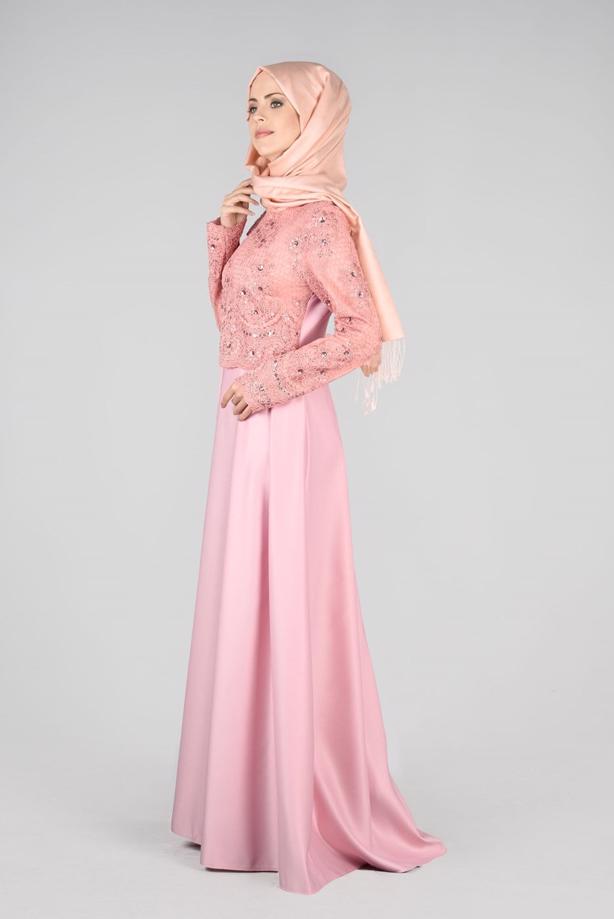 Vêtements hijab  T 98525 Fy Collection-İşleme Detaylı Abiye Elbise - TRENDTESETTÜR