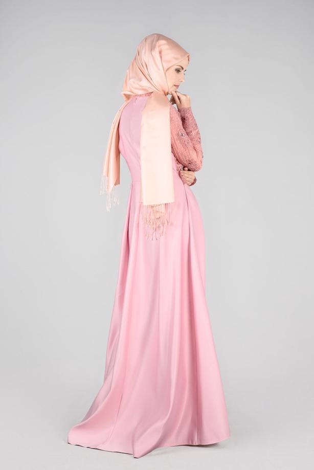 Vêtements hijab  T 98525 Fy Collection-İşleme Detaylı Abiye Elbise - TRENDTESETTÜR