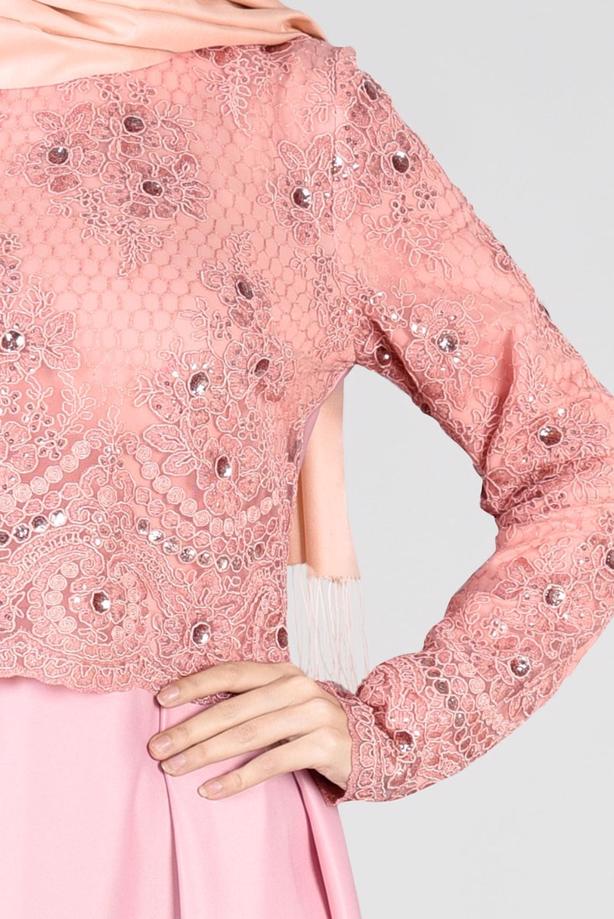 Vêtements hijab  T 98525 Fy Collection-İşleme Detaylı Abiye Elbise - TRENDTESETTÜR