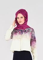 Vêtements hijab CRÈME BLOUSE IMPRIMÉ NUMÉRIQUE 761-1