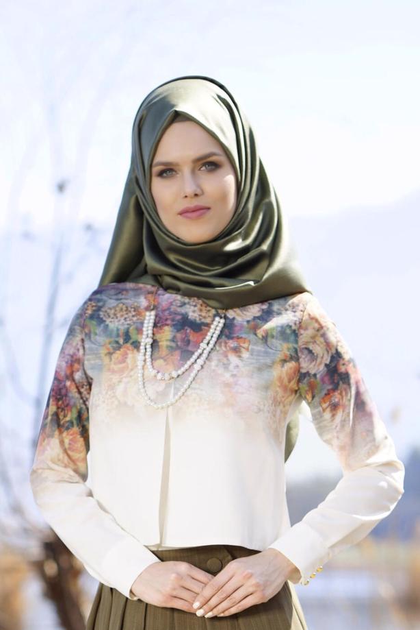 Vêtements hijab  DIGITAL PATTERN BLOUSE 761-1  - TRENDTESETTÜR