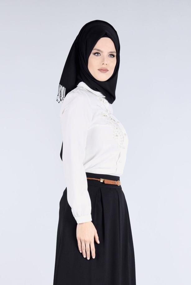 Vêtements hijab  BEAD EMBROIDERED BLOUSE 5875-1 - TRENDTESETTÜR