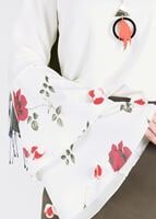 Tesettür giyim EKRU T 6648-1 Mısra-İspanyol Kol Çiçekli Tesettür Bluz