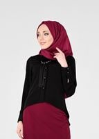 Vêtements hijab NOIR BLOUSE À BOUTONS 117