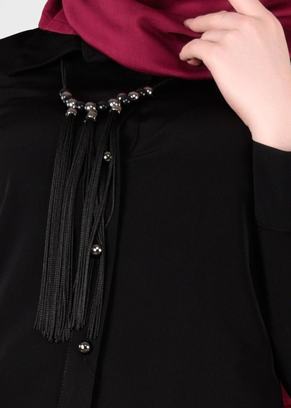 Vêtements hijab NOIR BLOUSE À BOUTONS 117