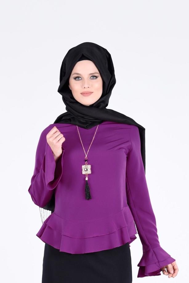 Vêtements hijab  RUFFLE DETAIL BLOUSE 127  - TRENDTESETTÜR