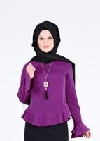 Vêtements hijab FUCHSIA BLOUSE DÉTAILS VOLANTS 127