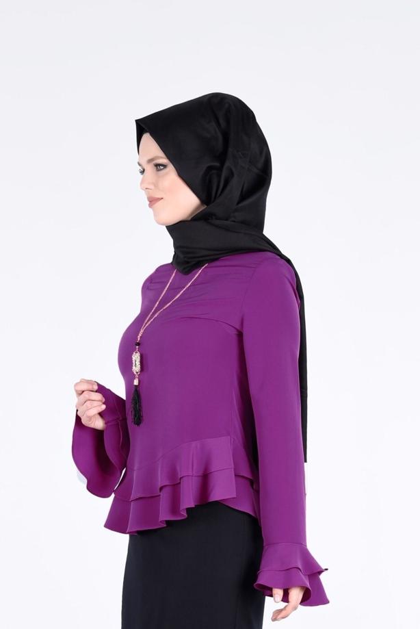 Vêtements hijab  RUFFLE DETAIL BLOUSE 127  - TRENDTESETTÜR
