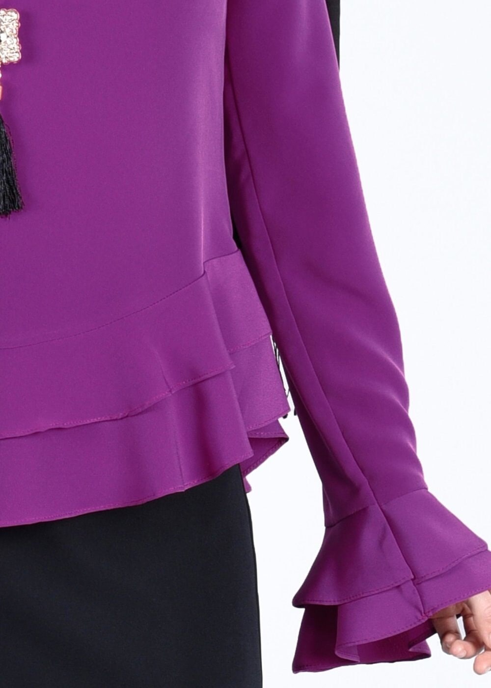 Vêtements hijab FUCHSIA BLOUSE DÉTAILS VOLANTS 127