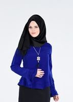 Vêtements hijab BLEU MARINE BLOUSE DÉTAILS VOLANTS 127