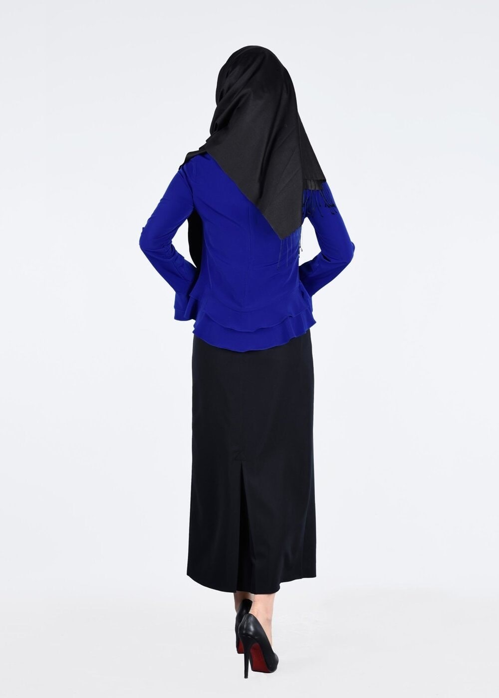 Vêtements hijab BLEU MARINE BLOUSE DÉTAILS VOLANTS 127