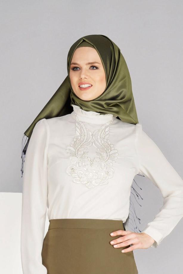 Vêtements hijab  BEAD EMBROIDERED BLOUSE 407  - TRENDTESETTÜR