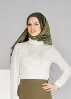 Vêtements hijab CRÈME BLOUSE BRODÉE DE PERLES 407