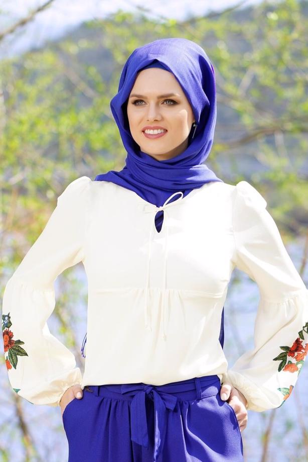 Vêtements hijab  EMBROIDERED BLOUSE 417  - TRENDTESETTÜR