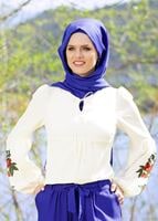 Vêtements hijab ÉCRU BLOUSE BRODÉE 417