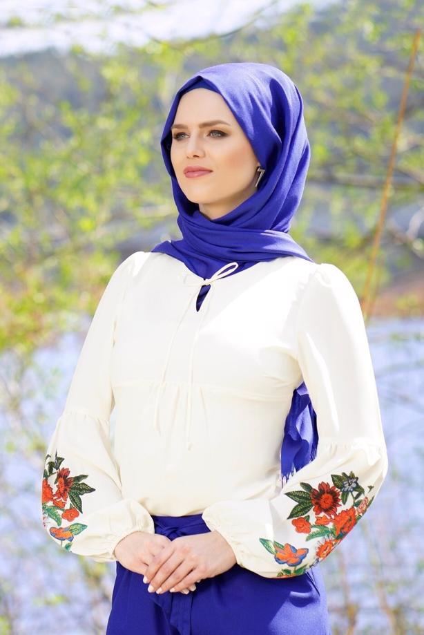Vêtements hijab  EMBROIDERED BLOUSE 417  - TRENDTESETTÜR