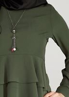 Tesettür giyim HAKİ BEL KISMI FIRFIR DETAYLI BLUZ 0944 