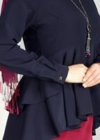 Tesettür giyim LACİVERT BEL KISMI FIRFIR DETAYLI BLUZ 0944 