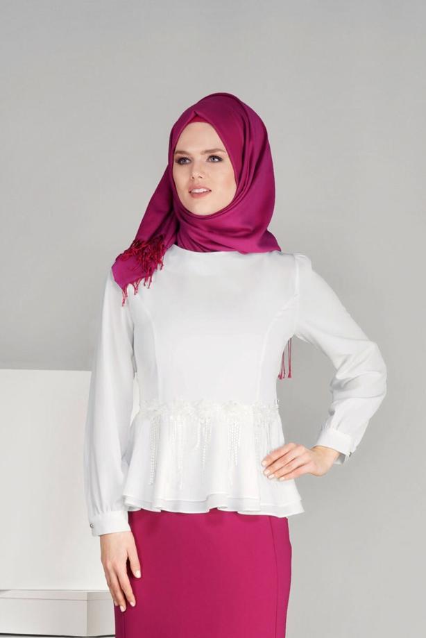 Vêtements hijab  T 1481 Çiçek Desenli Bluz-Ers Fashion - TRENDTESETTÜR