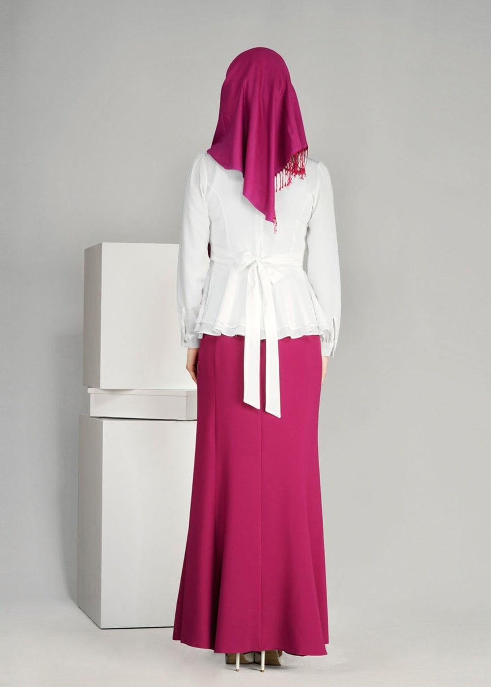 Vêtements hijab CRÈME T 1481 Çiçek Desenli Bluz-Ers Fashion