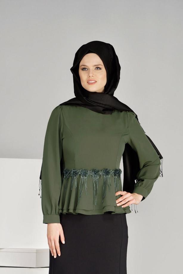 Vêtements hijab  T 1481 Çiçek Desenli Bluz-Ers Fashion - TRENDTESETTÜR
