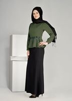 Vêtements hijab KAKI T 1481 Çiçek Desenli Bluz-Ers Fashion