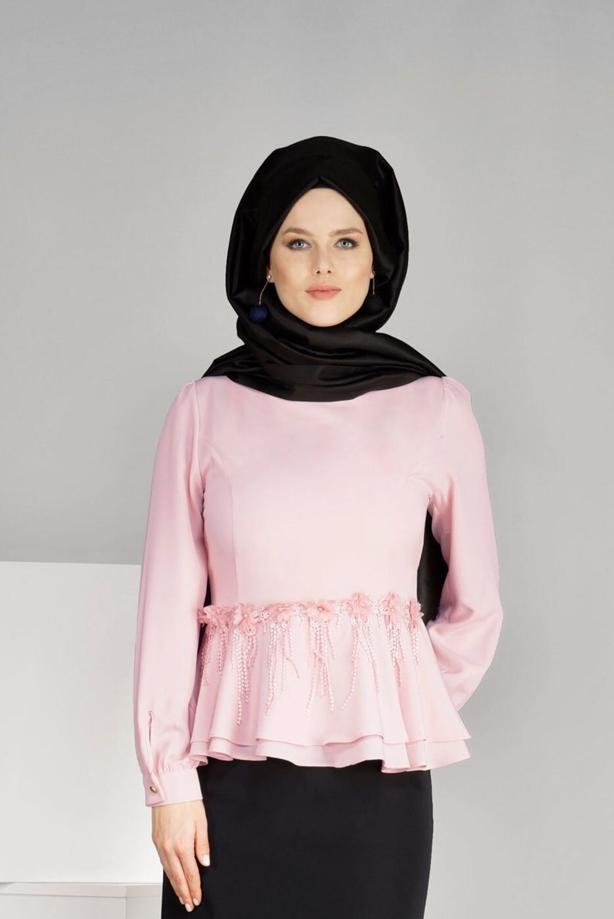 Vêtements hijab  T 1481 Çiçek Desenli Bluz-Ers Fashion - TRENDTESETTÜR