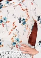 Tesettür giyim EKRU ÇİÇEK DESENLİ BEBE YAKA BLUZ 2011 