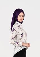 Hijab clothing ECRU FLORAL PATTERN ROUND COLLAR BLOUSE 2011