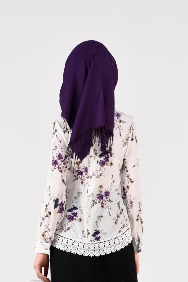 Hijab clothing ECRU FLORAL PATTERN ROUND COLLAR BLOUSE 2011 - TRENDTESETTÜR