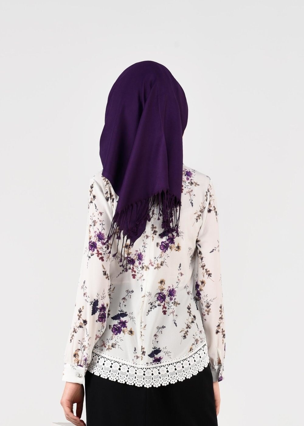 Hijab clothing ECRU FLORAL PATTERN ROUND COLLAR BLOUSE 2011
