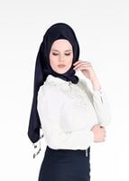 Vêtements hijab BLANC BLOUSE DENTELLE BRODÉE 2575