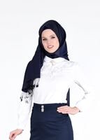 Vêtements hijab CRÈME BLOUSE DENTELLE BRODÉE 2575