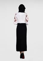 Tesettür giyim KREM ÇİÇEK DESENLİ BLUZ 2601 