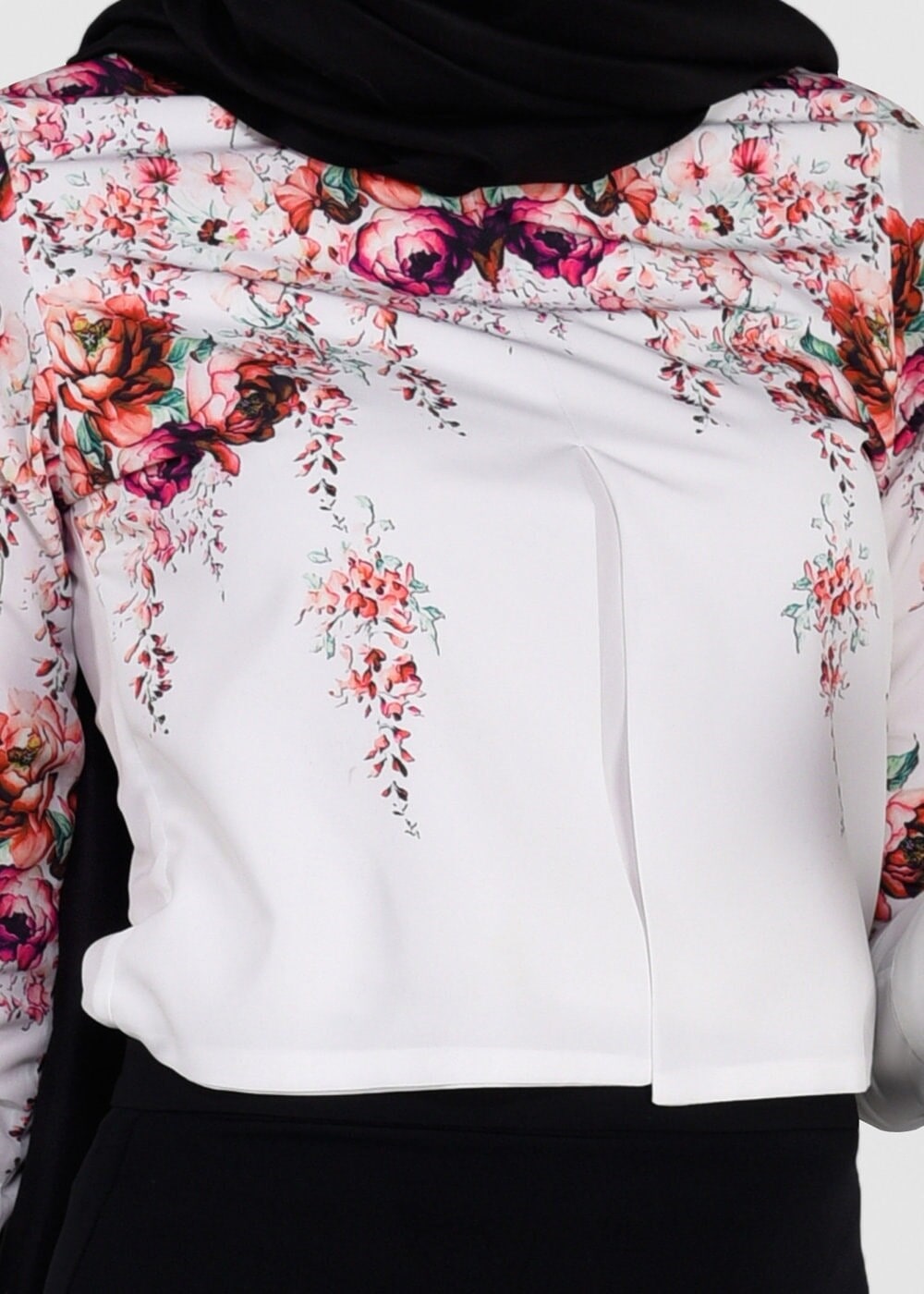 Tesettür giyim KREM ÇİÇEK DESENLİ BLUZ 2601 