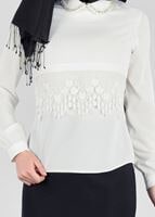Vêtements hijab CRÈME T 2875 Kasırga-Bebe Yaka Bluz