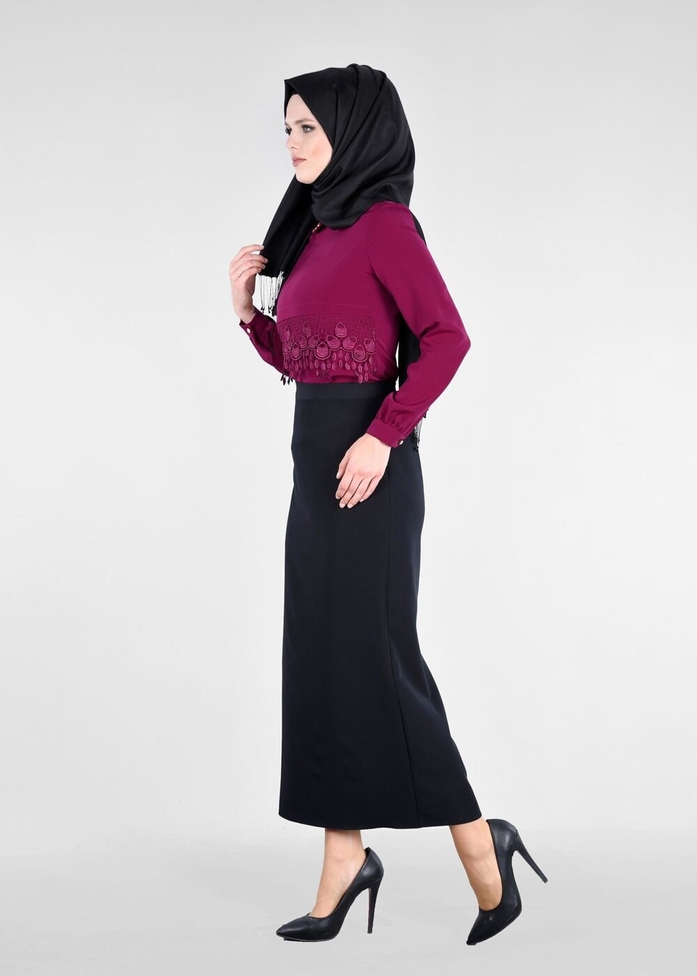Vêtements hijab POURPRE T 2875 Kasırga-Bebe Yaka Bluz