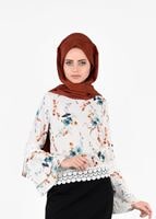 Vêtements hijab ÉCRU BLOUSE MOTIF FLEURI 3011