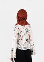 Vêtements hijab ÉCRU BLOUSE MOTIF FLEURI 3011
