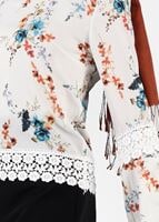 Vêtements hijab ÉCRU BLOUSE MOTIF FLEURI 3011