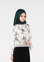 Vêtements hijab ÉCRU BLOUSE MOTIF FLEURI 3011