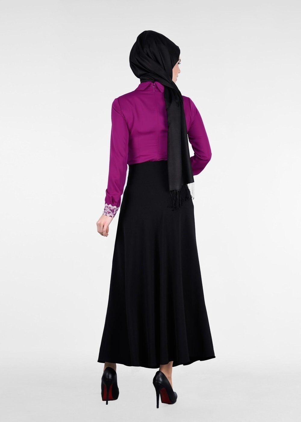 Tesettür giyim MOR GÜPÜR DETAYLI BLUZ 4238 