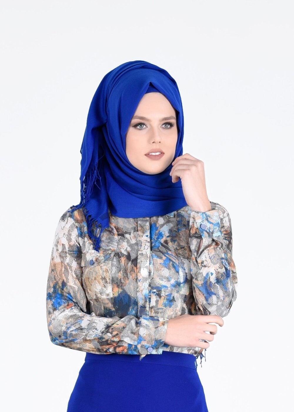 Tesettür giyim MAVİ T 4310 Maglia Tesettür Bluz-Alv Fashion